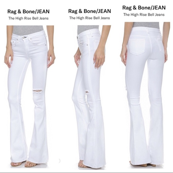 Rag & Bone ripped High Rise Bell Jeans - Picture 1 of 7